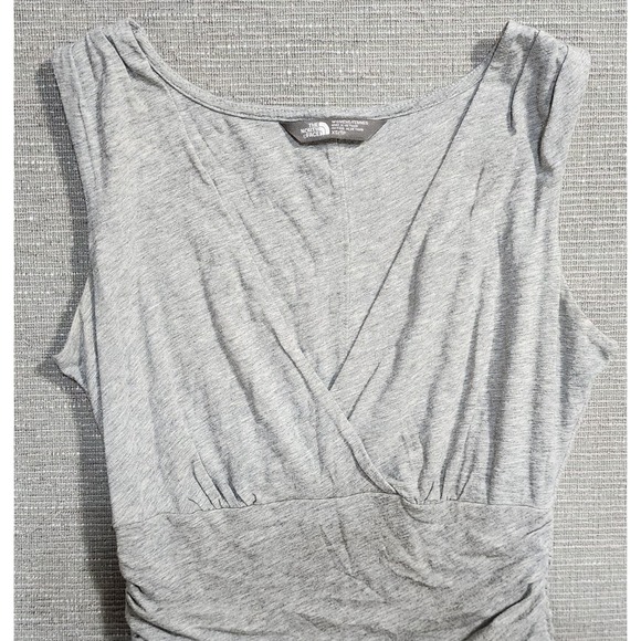 The North Face Womens XS Gray Surplice V-Neck Ruched Empire Waist Jersey Dress - Picture 2 of 13
